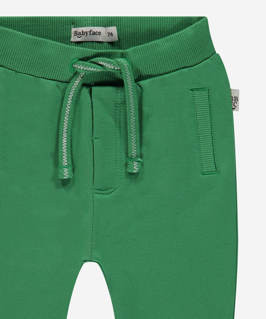Details:  Introducing the soft Jogg Pants, designed for your little one's comfort. Crafted from a soft and durable fabric, these pants feature an elastic waistband for a secure and comfortable fit.  Ensure your child's adventures are as comfortable as can be with these Jogging Pants.  Color: Grass green  Composition: 95% BCI cotton/5% elasthan  