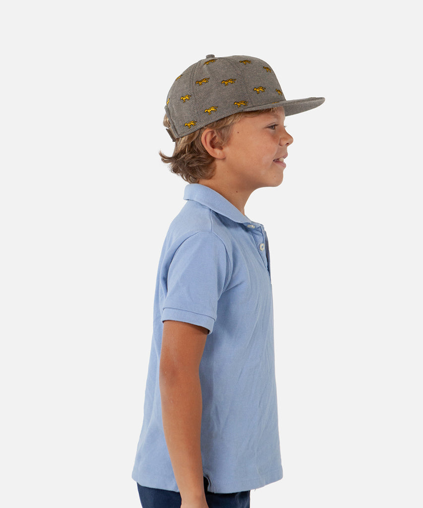 <strong>Details:&nbsp;</strong>The Pauk Cap is a lined cap with an all-over embroidered Tiger design and an adjustable strap at the back for a wide fitting range.&nbsp;<br><strong>Sizing:&nbsp;</strong><br><strong>53cm</strong> -&nbsp;Age: 4-8Y&nbsp;<br><strong>55cm</strong> - Age: 8Y and up&nbsp;<br><strong>Color:</strong> Charcoal&nbsp;<br><strong>Composition:</strong> 55% Polyester 45% Cotton &nbsp;