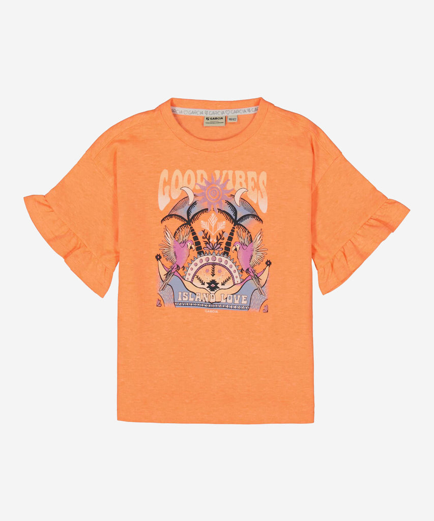 <strong data-mce-fragment="1">Details:</strong>&nbsp; This short sleeve t-shirt features a round neckline and a Good Vibes Island print on the front. Made with high-quality materials, it guarantees both style and comfort. Perfect for any casual occasion.&nbsp;<strong><br>Color:</strong> Neon sunset&nbsp;<br><strong data-mce-fragment="1">Composition:</strong>&nbsp; 65% Polyester, 35% Cotton &nbsp;&nbsp;