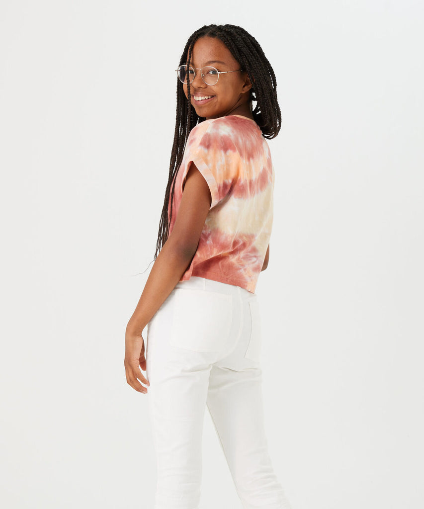 Details: Introducing our latest tie dye short sleeve t-shirt! With its unique drop shoulder design and trendy tie dye pattern, this top is perfect for any casual occasion. The round neckline provides a comfortable fit, making it a must-have addition to your wardrobe. Stay stylish and comfortable with this off white t-shirt.  Color: Tie dye off white  Composition:  100% Cotton  
