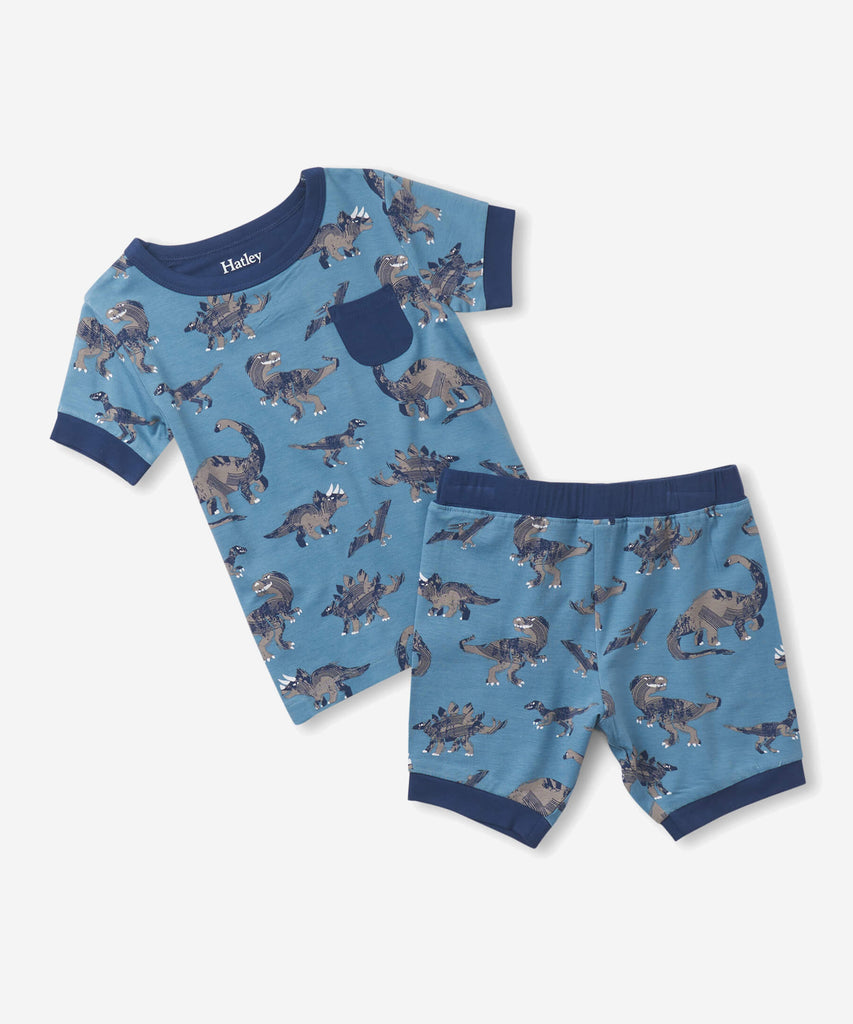 Details: Thanks to these silky soft bamboo pajamas, bedtime will be their new favourite time of day! Your little one will love the Dino all over print and stretchy elastic waistband that will keep their sleeping comfortably all night long.  Color: Blue  Composition:  95% Viscose From Bamboo / 5% Spandex  cotton. 