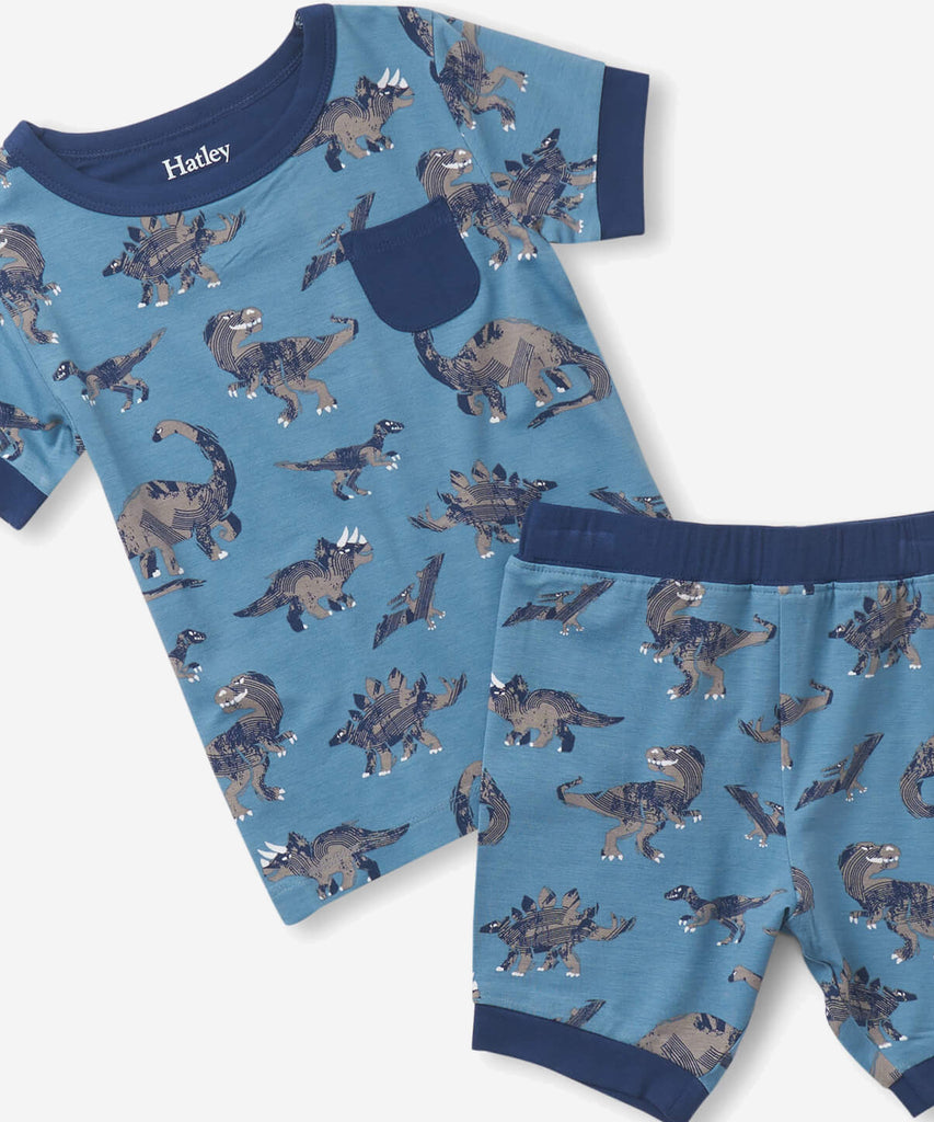 Details: Thanks to these silky soft bamboo pajamas, bedtime will be their new favourite time of day! Your little one will love the Dino all over print and stretchy elastic waistband that will keep their sleeping comfortably all night long.  Color: Blue  Composition:  95% Viscose From Bamboo / 5% Spandex  cotton. 