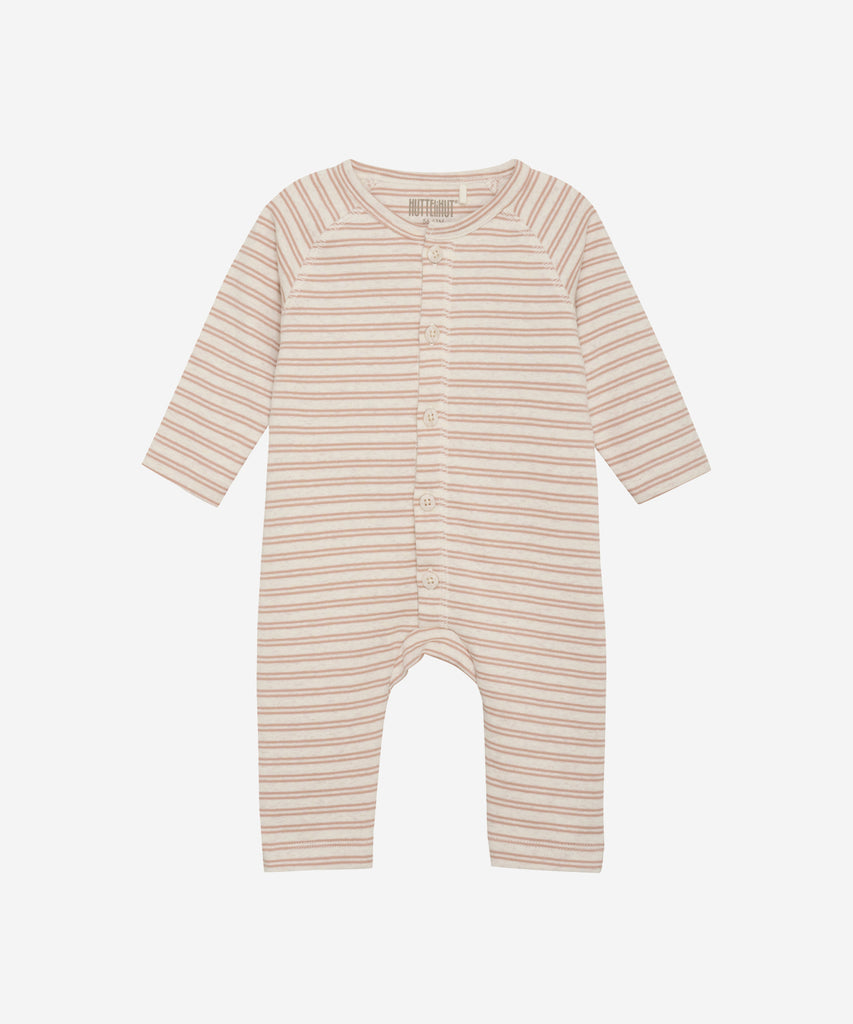 Details: This mahagony rose ribbed Baby Suit features double stripes, perfect for any little one. With long sleeves and a round neckline, this jumpsuit will keep your baby warm and comfy. The buttons make dressing and changing easy.  Color: Mahagony rose  Composition:  92% Cotton/ 5% Polyester/ 3% Elastane  