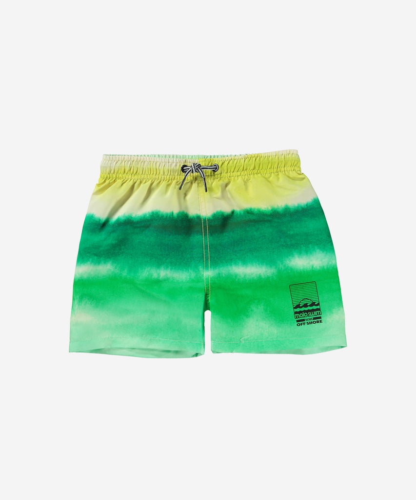 Details: Niko is a pair of sporty swim shorts in aqua green. Niko has an elastic waist with ties to ensure a comfortable fit. Molo's swimwear has 50+ UV protection.  This Molo product is recycled and made from REPREVE reusable polyester.  Color: Aqua green  Composition: 100% Polyester recycled from post-consumer waste  