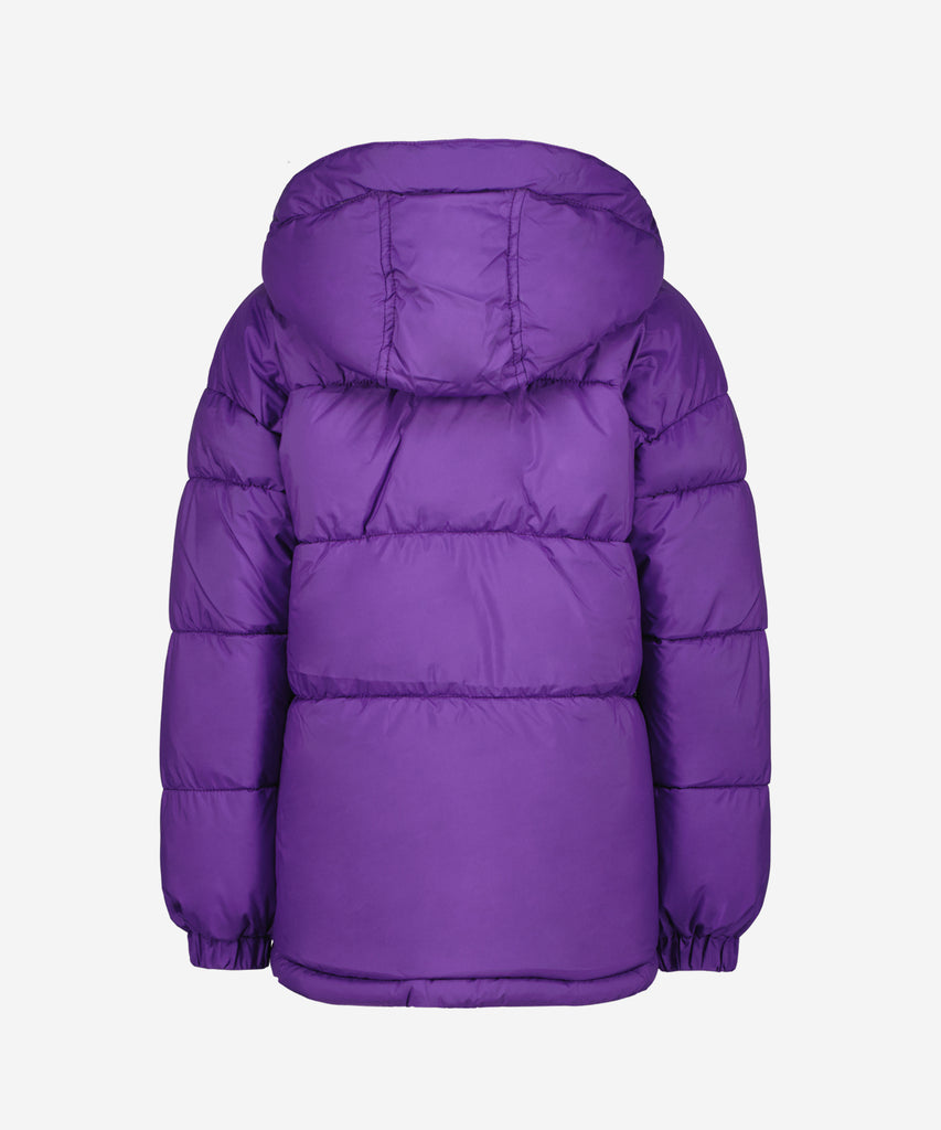 Details: Water repellent winter outdoor jacket.The bold, purple color accent gives this jacket a unique look, and the compartments add a sporty twist. The hood and the elastic trim at the wrists will keep you nice and warm. Pockets and zip closure. WATER REPELLENT.  Color: Purple stone   Composition:  100% Polyester   