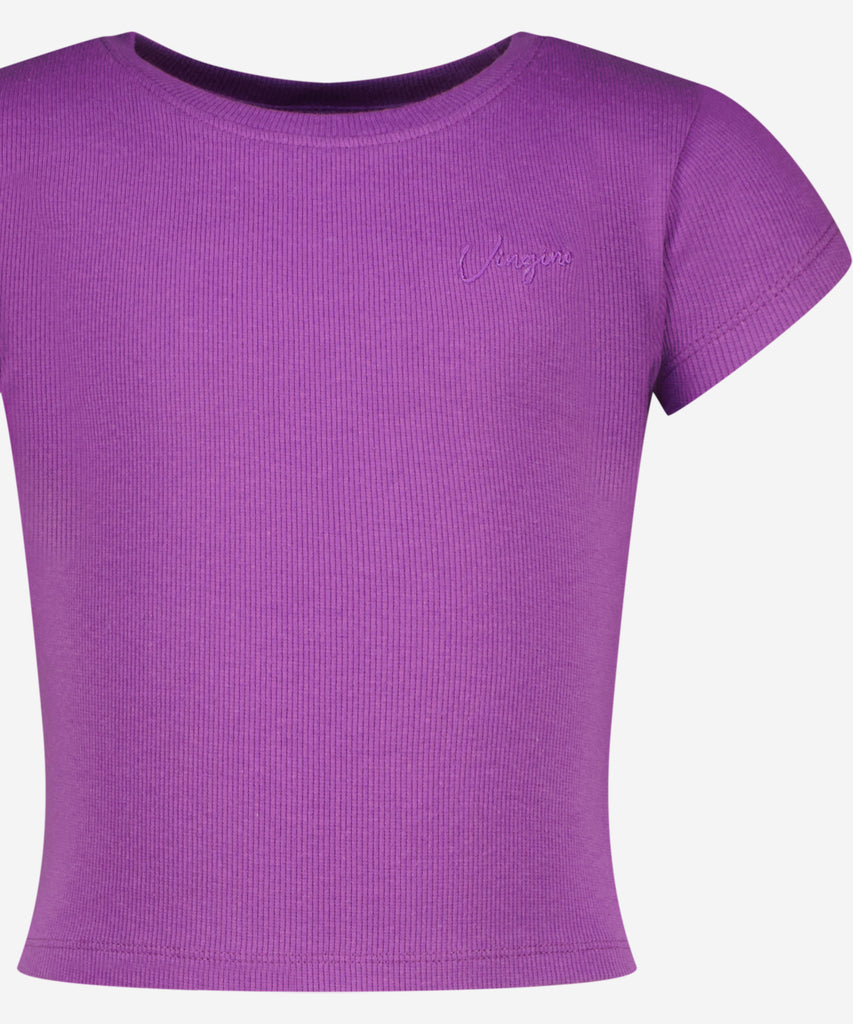 Details: This G-Basic Crop Rib Top in True Purple is a versatile addition to your wardrobe. Made from ribbed fabric, it offers a comfortable and flattering fit. The round neckline adds a touch of classic style to this modern crop top. Perfect for any occasion, it can be dressed up or down for a variety of looks.  Color:  True purple  Composition: Summer   