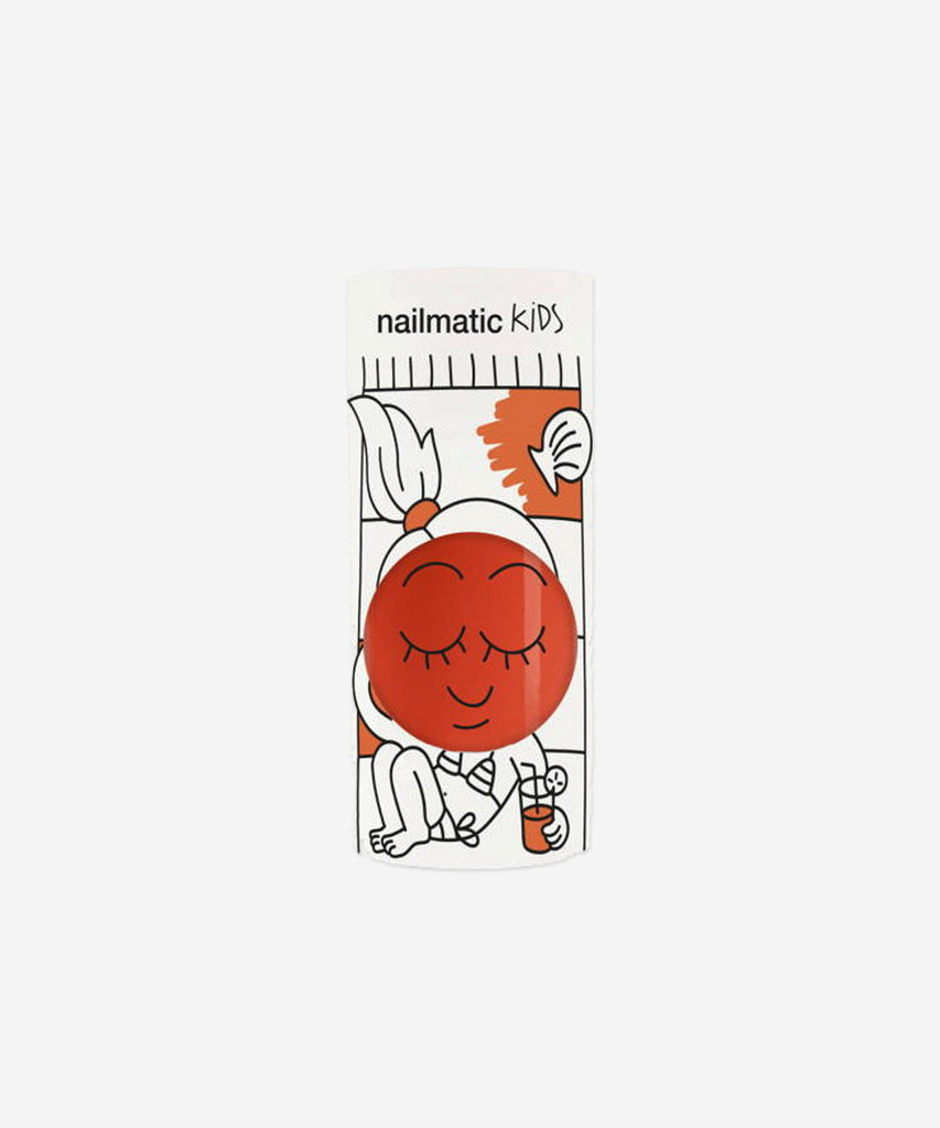 Nailmatic  Dori is a wacky polish that will reel you in with its tropical colour! This punchy orange will delight even the boldest and brightest little ones. With its water-based formula, Dori is especially made for children.