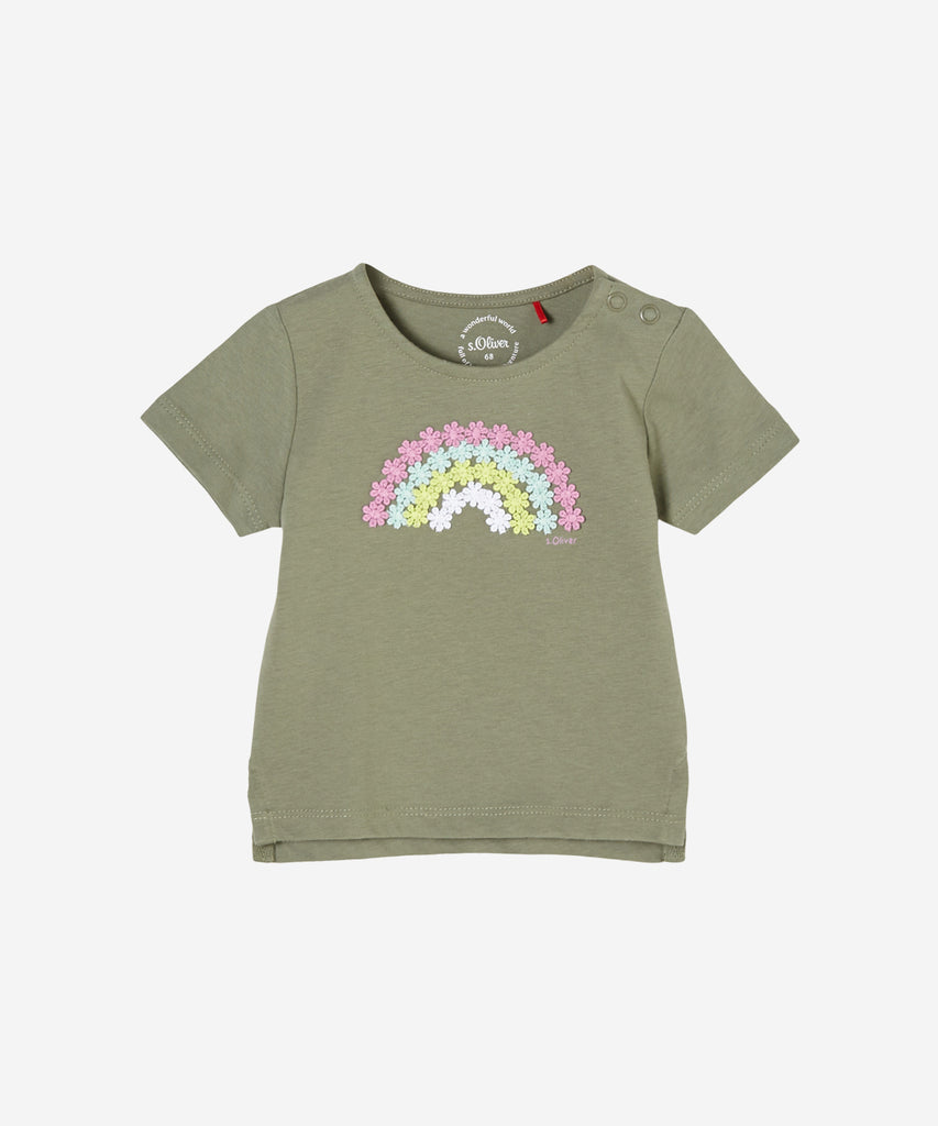 S.OLIVER Baby Girls Collection ﻿   Details: Short sleeved t-shirt with rainbow   Color: Khaki  Composition: 100% CO 