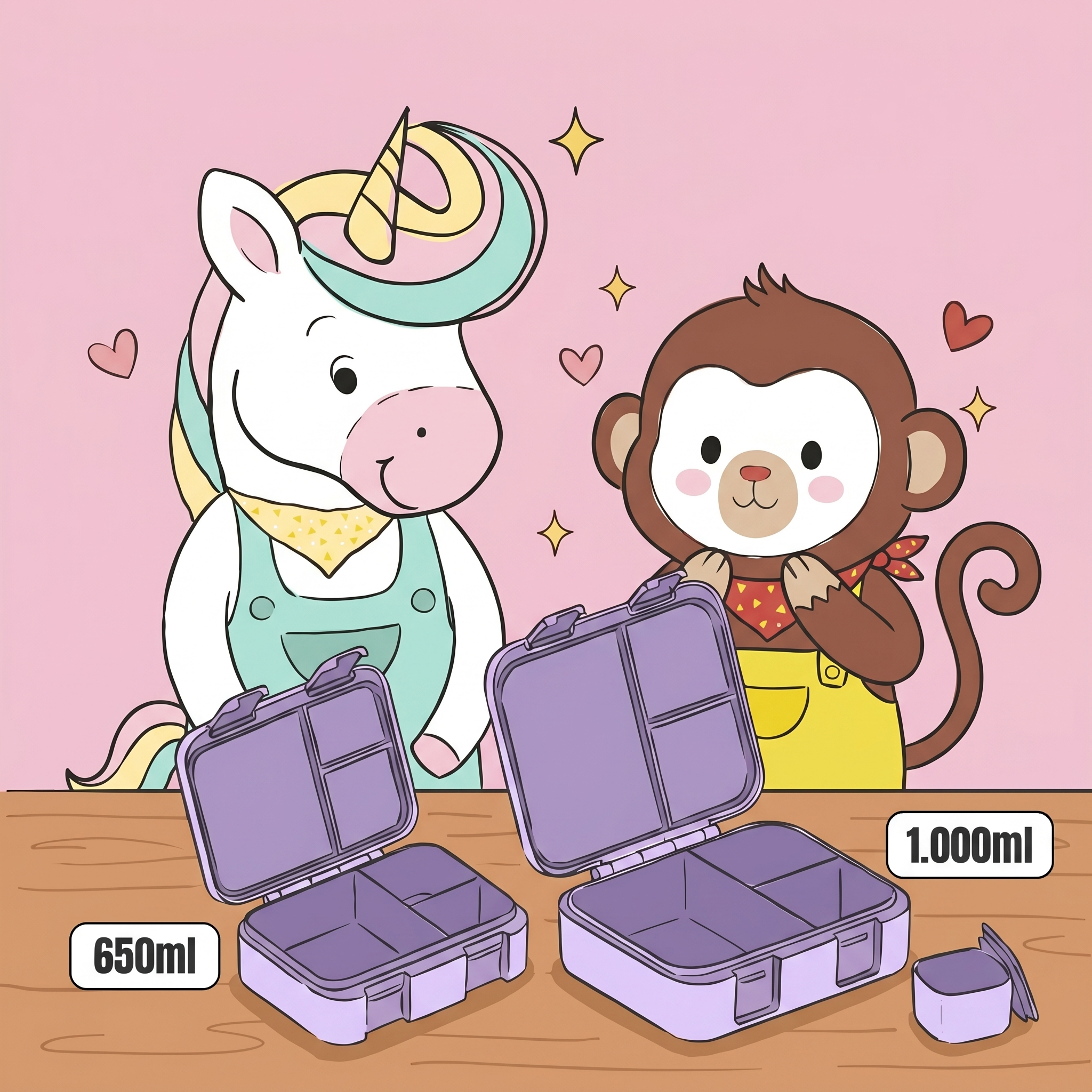 BEARFOOT Bento Box COMPACT Lunch Box 1000ml Kids