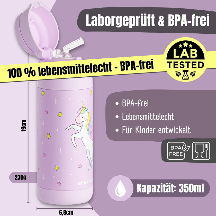 BEARFOOT Thermo Water Bottle Unicorn 350 ml Kids | Beetles & Bugs
