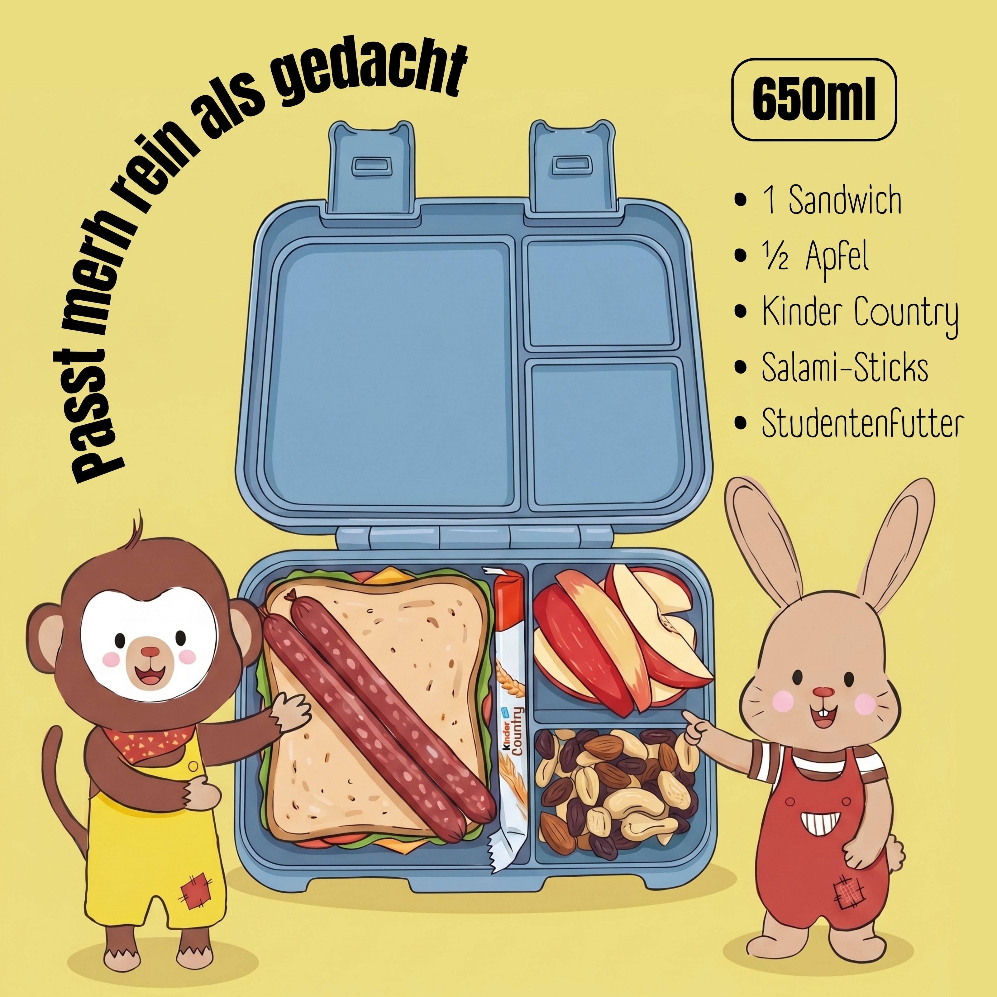 BEARFOOT Bento Box COMPACT Lunch Box 1000ml Kids