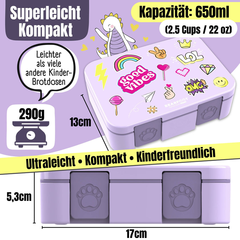 BEARFOOT Bento Box COMPACT Lunch Box 1000ml Kids