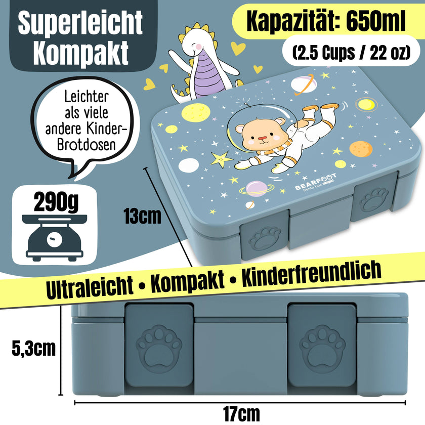 BEARFOOT Bento Box COMPACT Lunch Box 1000ml Kids