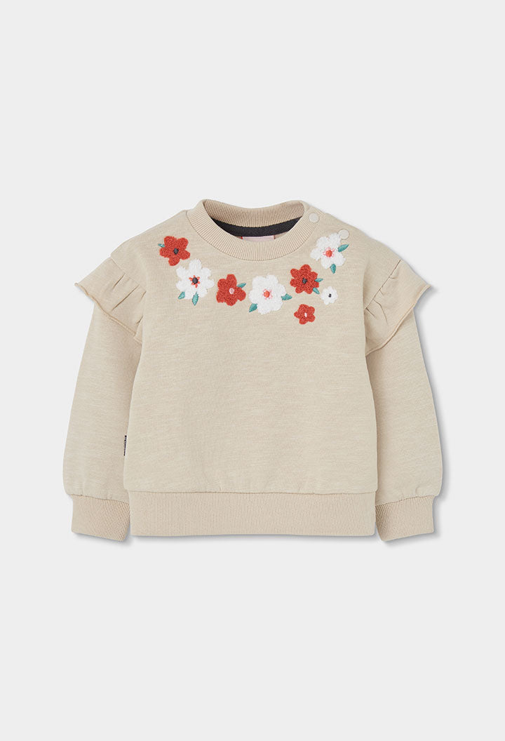 BOBOLI Girls Heathered Fleece Sweatshirt -BCI Cream