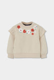 BOBOLI Girls Heathered Fleece Sweatshirt -BCI Cream