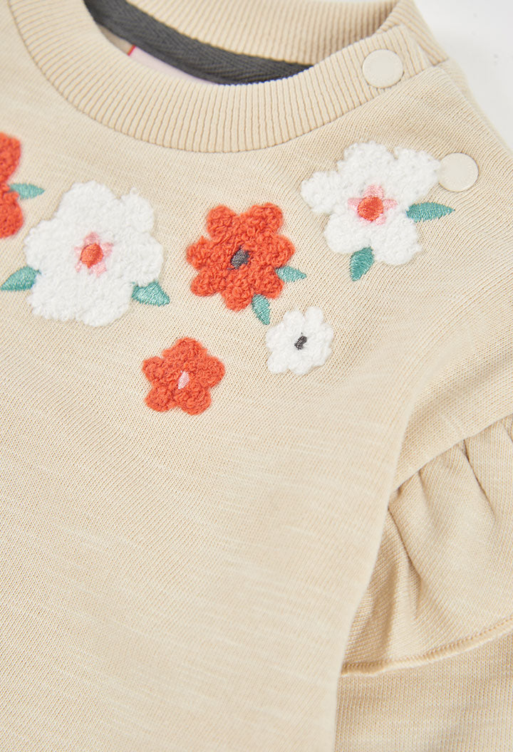 BOBOLI Girls Heathered Fleece Sweatshirt -BCI Cream