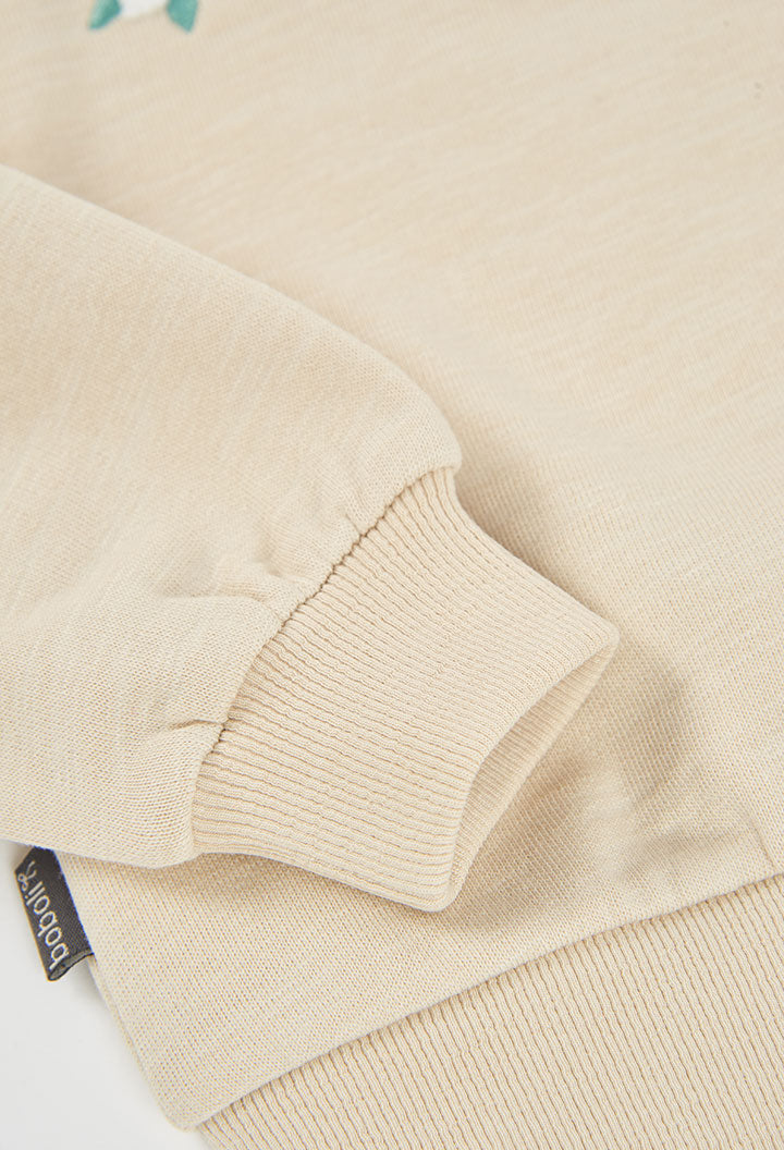BOBOLI Girls Heathered Fleece Sweatshirt -BCI Cream