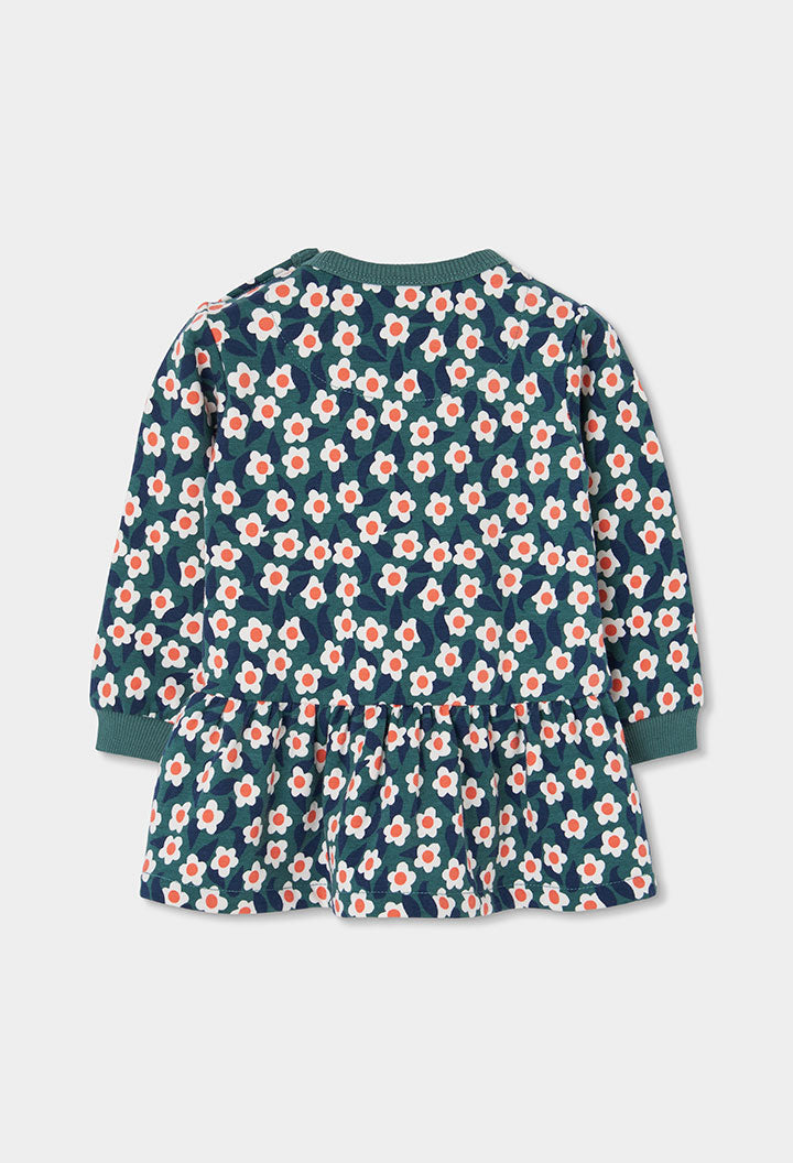 BOBOLI Girls Floral Fleece Dress -BCI Printed