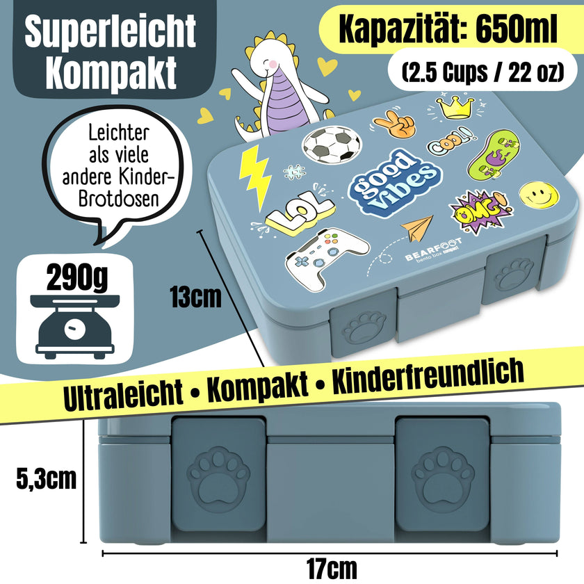 BEARFOOT Bento Box COMPACT Lunch Box 1000ml Kids