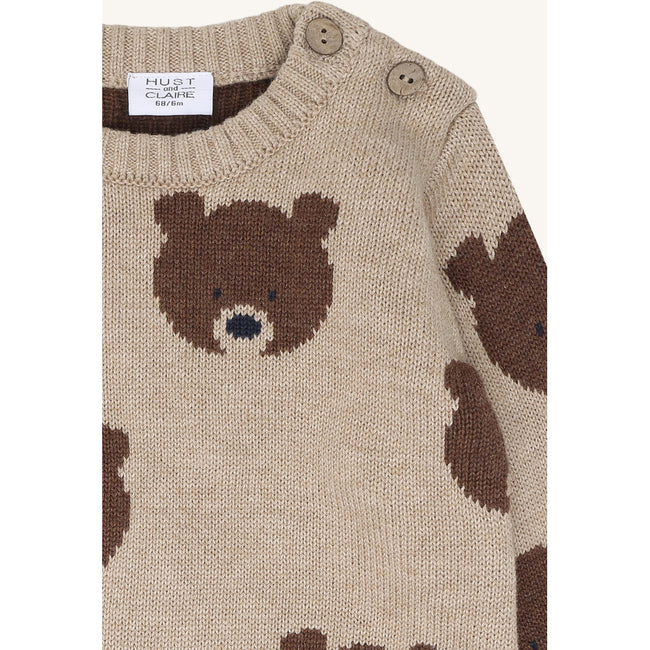 Hust & Claire Boys Pullover HCPilou Bear Beige Melange
