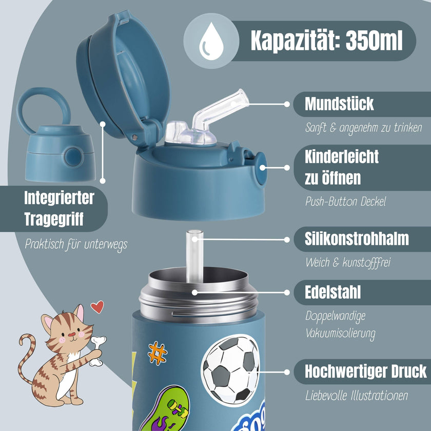 BEARFOOT Thermo Water Bottle Mermaid 350 ml Kids | Beetles & Bugs