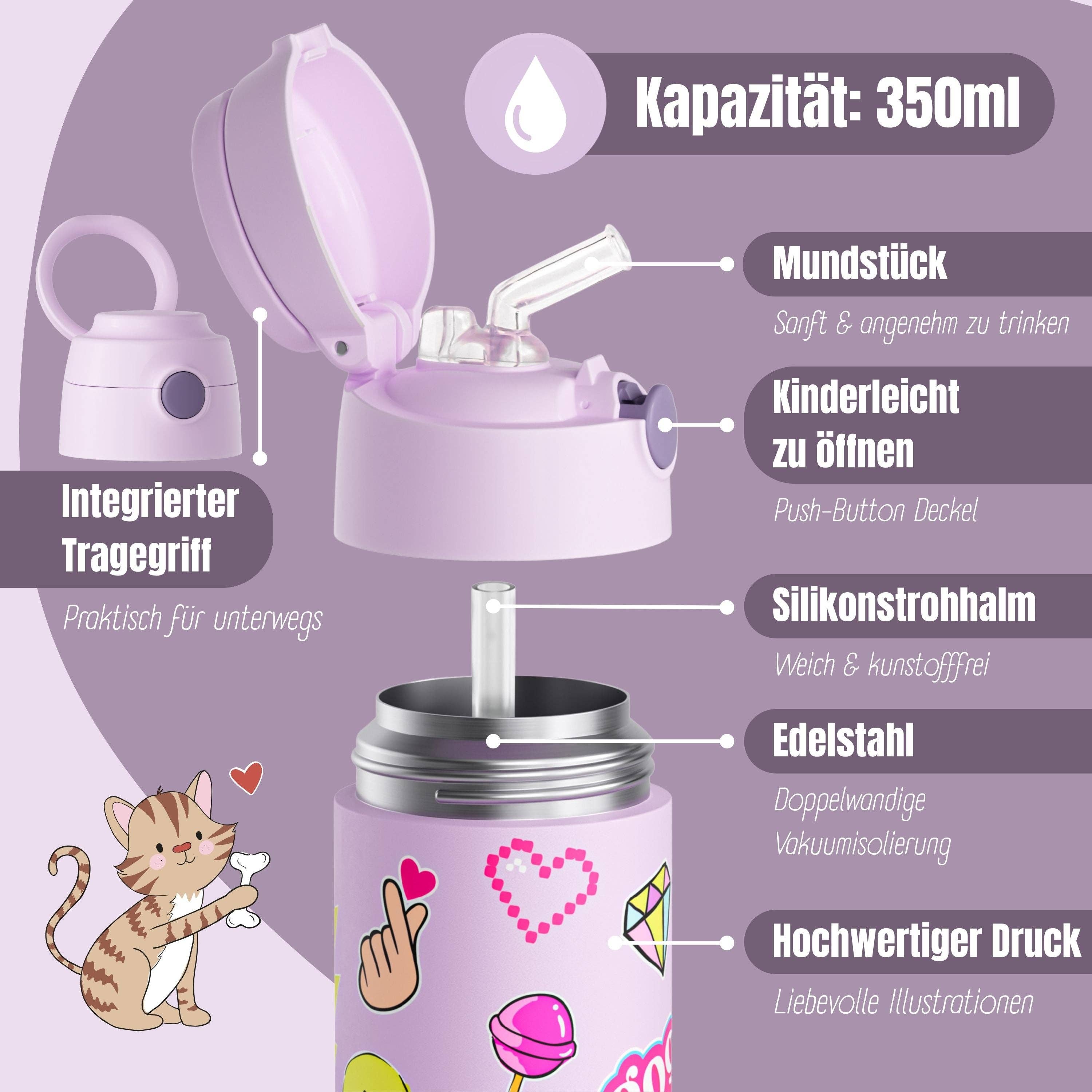 BEARFOOT Thermo Water Bottle Mermaid 350 ml Kids | Beetles & Bugs