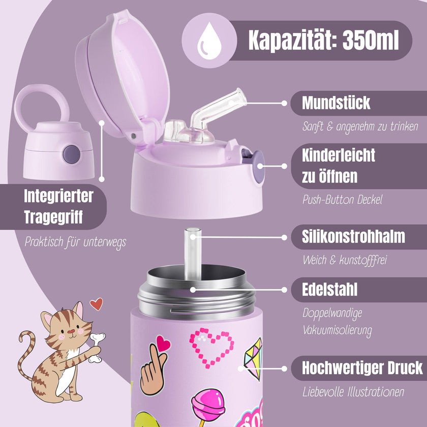 BEARFOOT Thermo Water Bottle Mermaid 350 ml Kids | Beetles & Bugs
