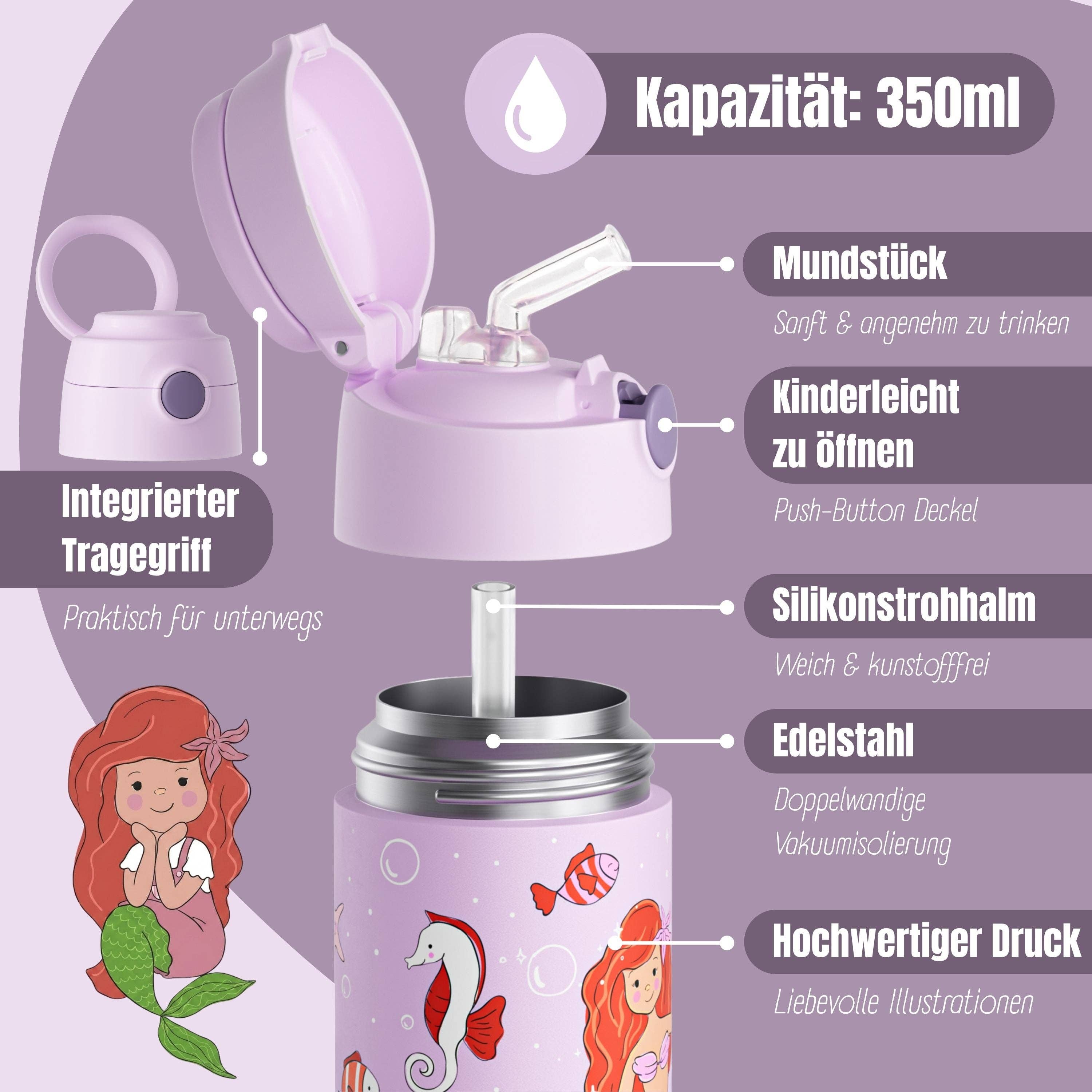 BEARFOOT Thermo Water Bottle Mermaid 350 ml Kids | Beetles & Bugs