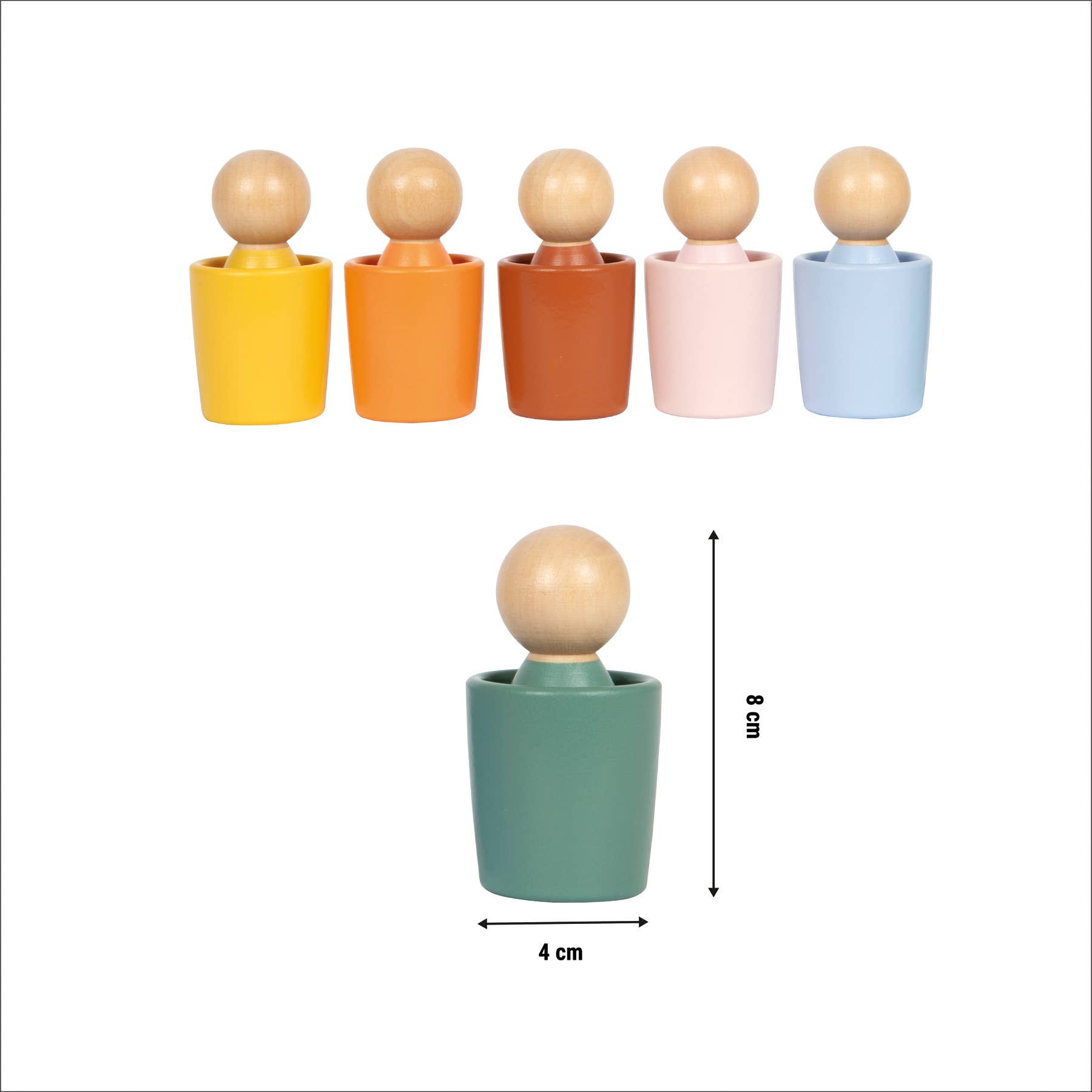 Montessori Sorting Cups with Figures | Motor Skills | Wood