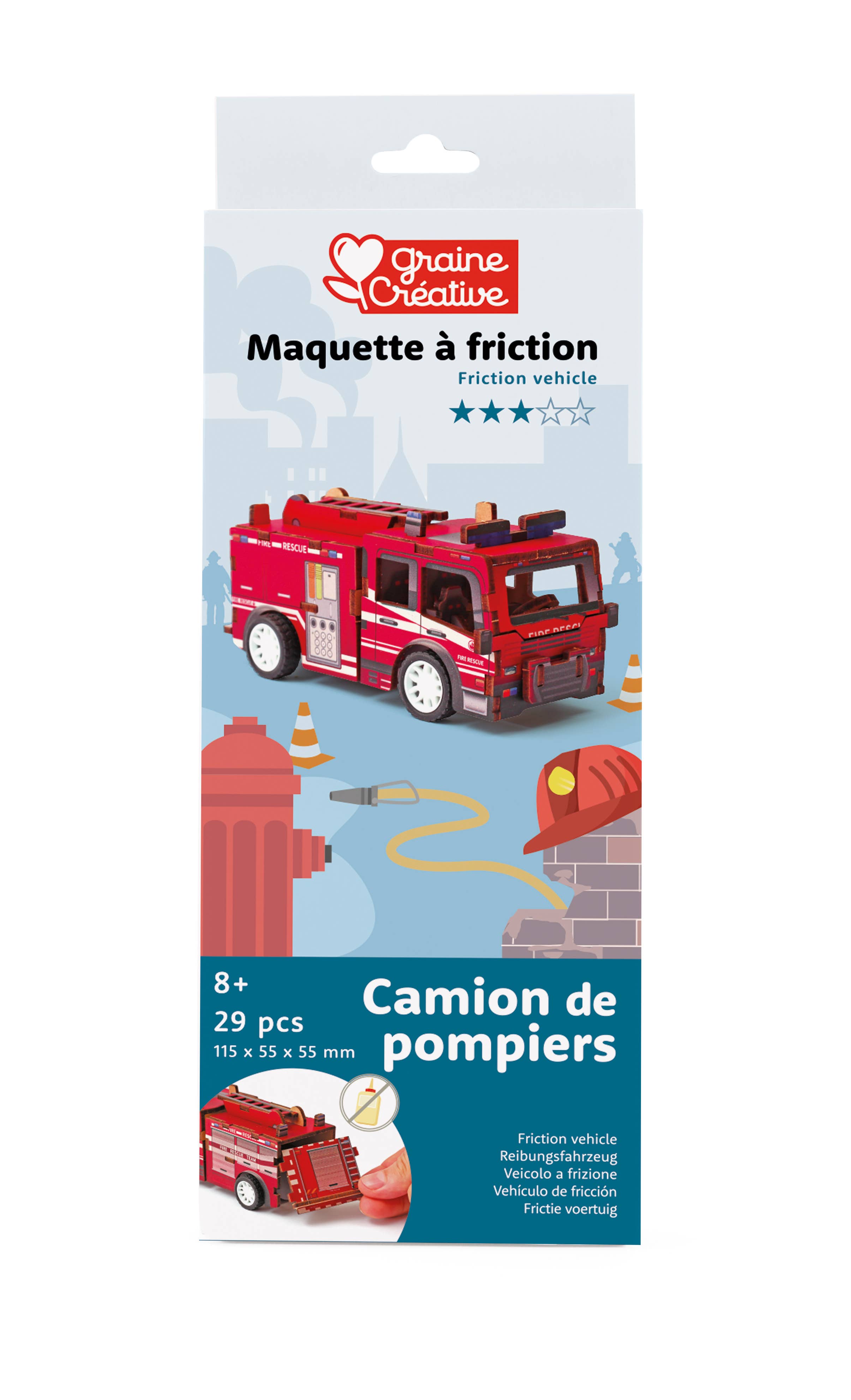 3D WOOD MODEL FIRE TRUCK VEHICLE