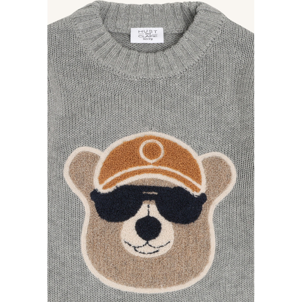 Hust & Claire Boys Pullover HCPelle Bear Grey Melange