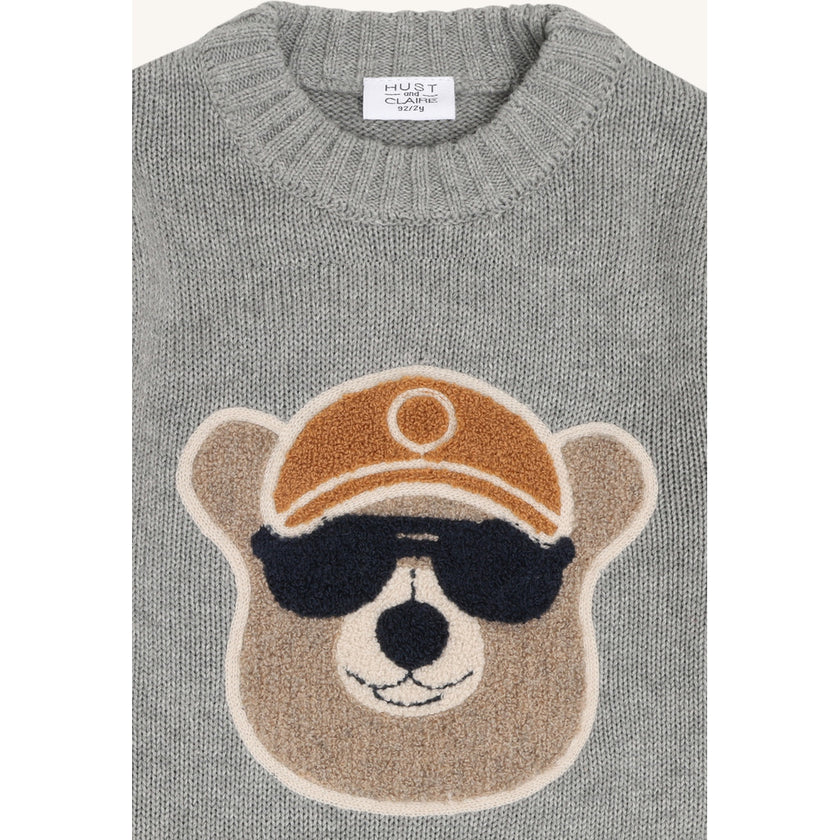 Hust & Claire Boys Pullover HCPelle Bear Grey Melange