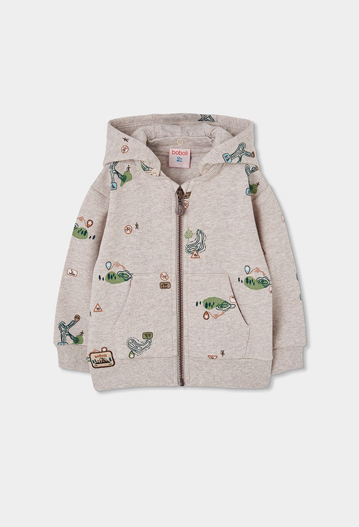 BOBOLI Boys Printed Fleece Jacket -BCI Printed
