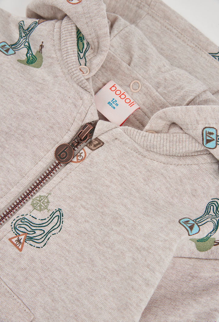 BOBOLI Boys Printed Fleece Jacket -BCI Printed