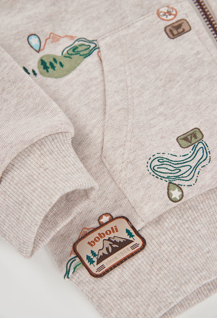 BOBOLI Boys Printed Fleece Jacket -BCI Printed