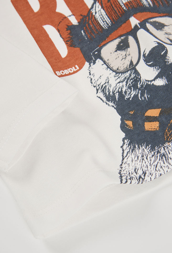 BOBOLI Boys Jersey T-shirt -BCI Off White