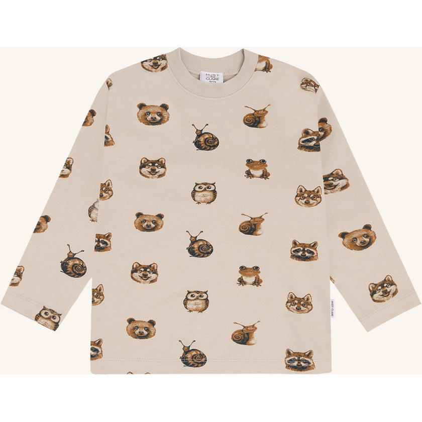 Hust & Claire Boys T-shirt L/S HCAnton  Forest Heads French Oak