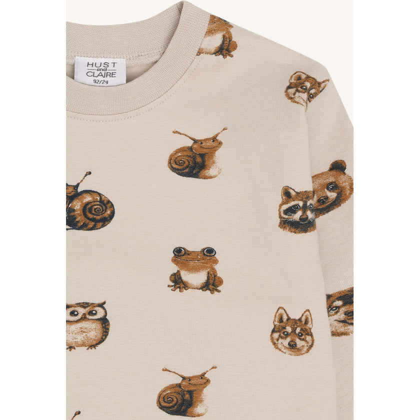 Hust & Claire Boys T-shirt L/S HCAnton  Forest Heads French Oak