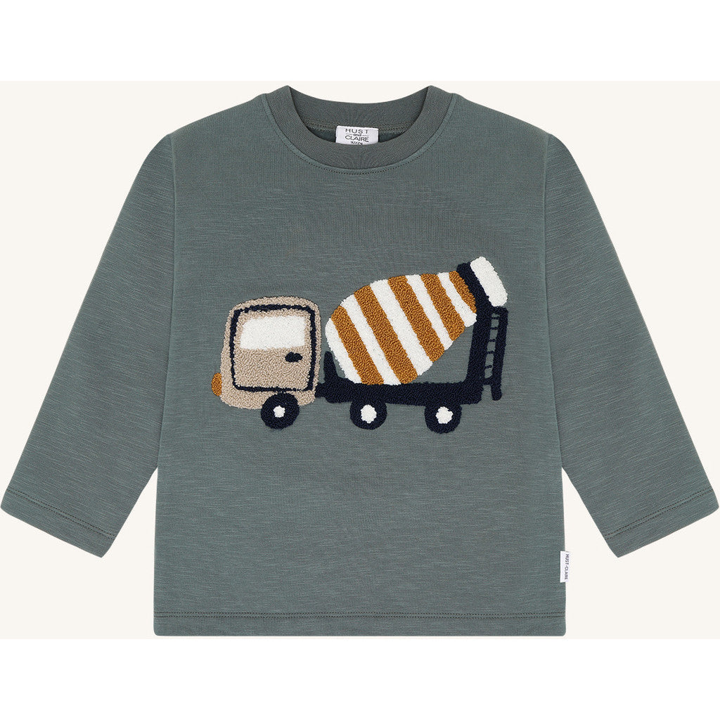 Hust & Claire Boys T-shirt L/S HCSejer Mixer Truck Balsam Green