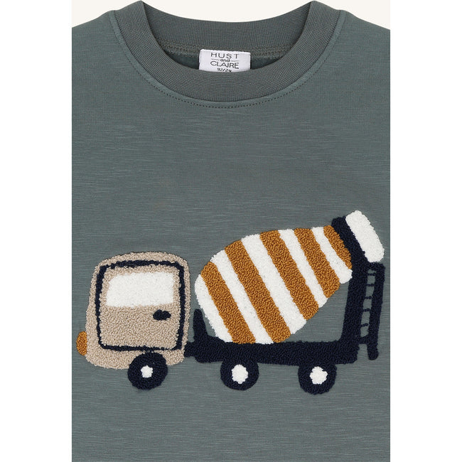 Hust & Claire Boys T-shirt L/S HCSejer Mixer Truck Balsam Green