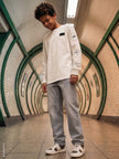 INDIAN BLUE JEANS Boys Wide Loose Fit Grey Jeans Light Grey Denim