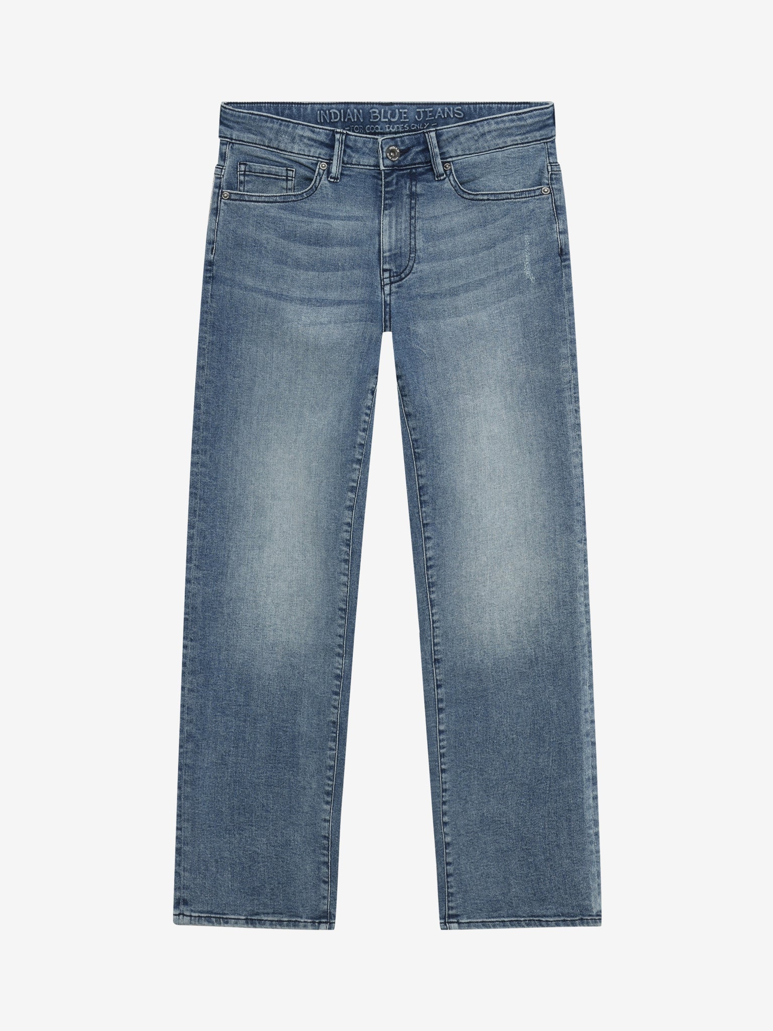INDIAN BLUE JEANS Boys Wide Loose Fit Blue Jeans Medium Denim