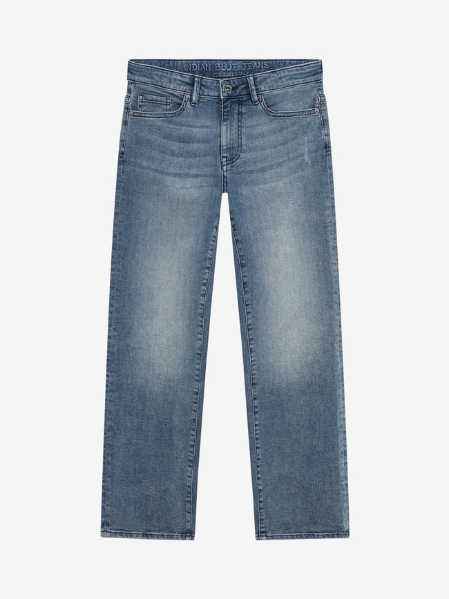 INDIAN BLUE JEANS Boys Wide Loose Fit Blue Jeans Medium Denim