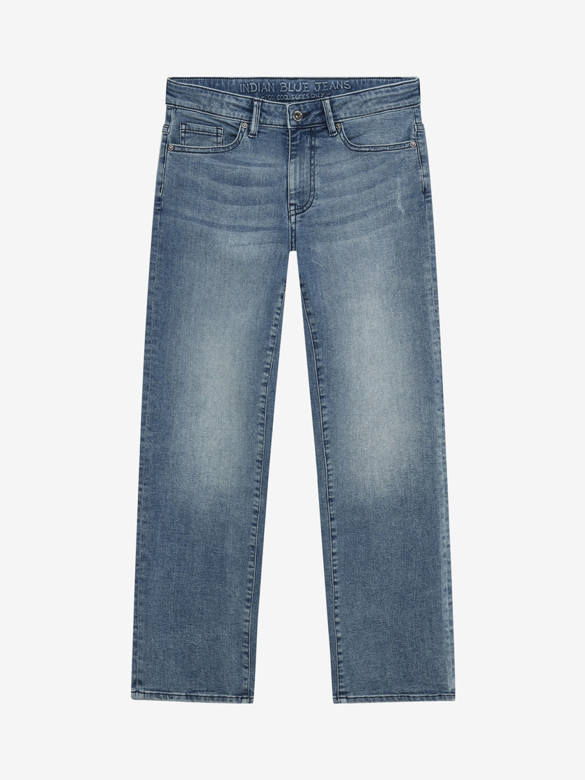 INDIAN BLUE JEANS Boys Wide Loose Fit Blue Jeans Medium Denim
