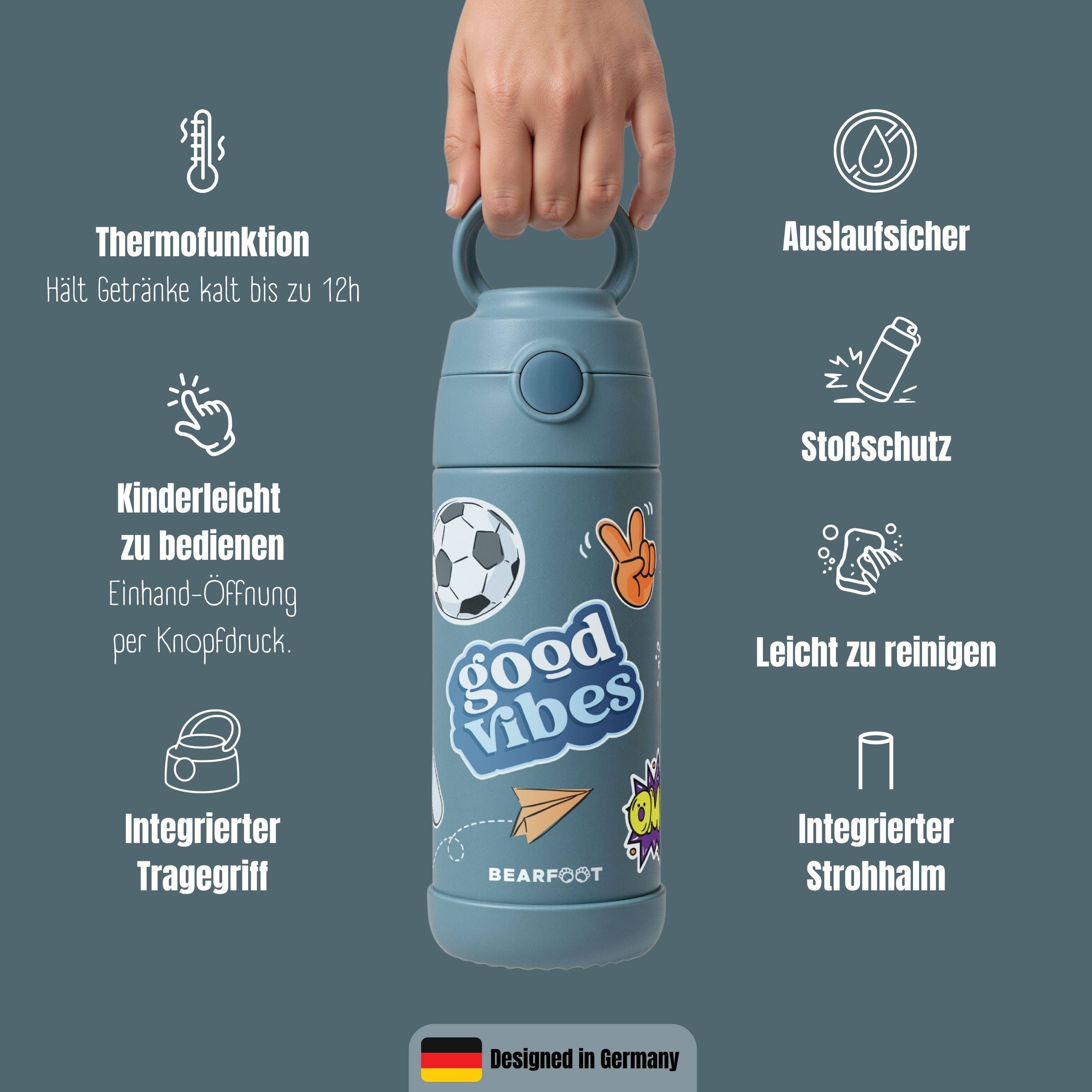 BEARFOOT Thermo Water Bottle Mermaid 350 ml Kids | Beetles & Bugs