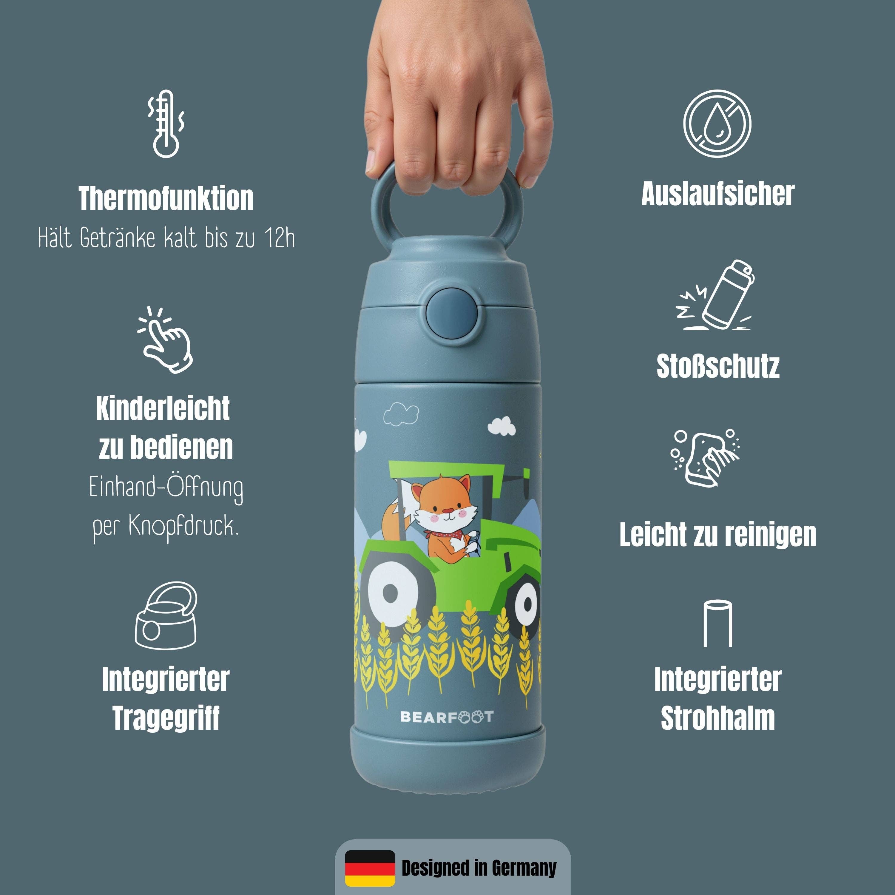 BEARFOOT Thermo Water Bottle Mermaid 350 ml Kids | Beetles & Bugs
