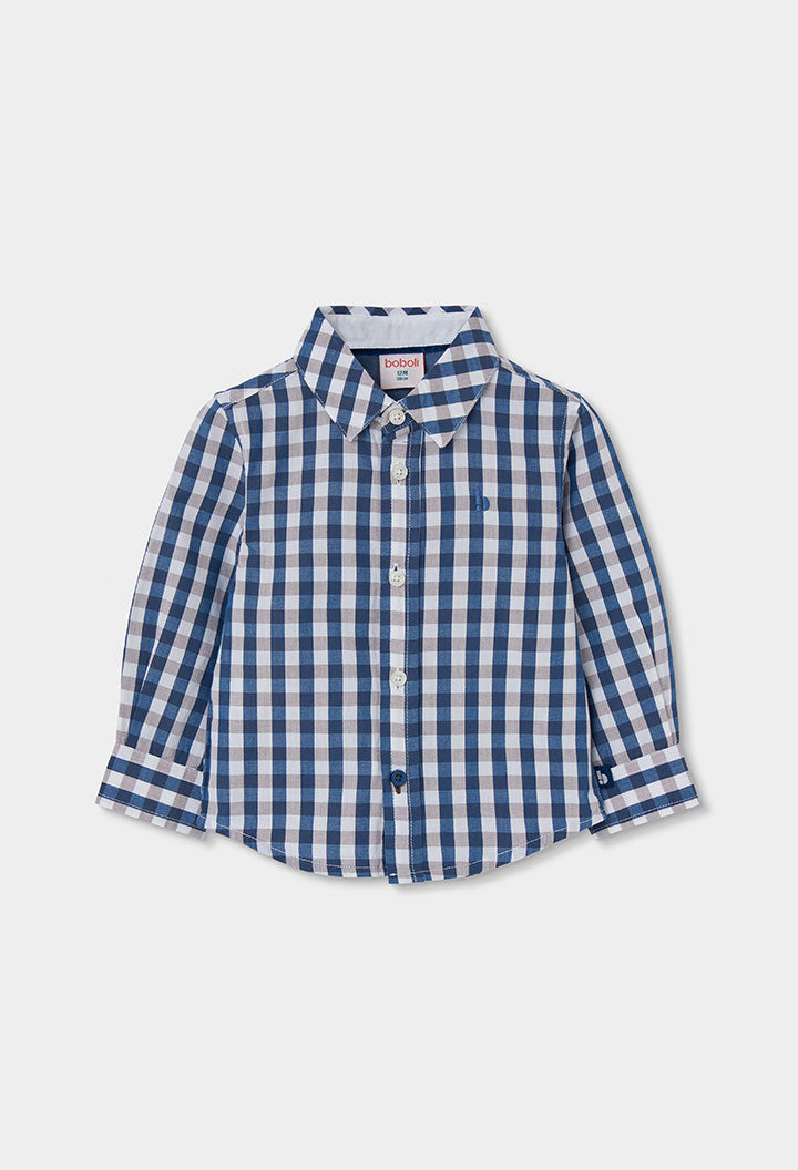 BOBOLI Boys Checked Poplin Shirt -BCI Check Print