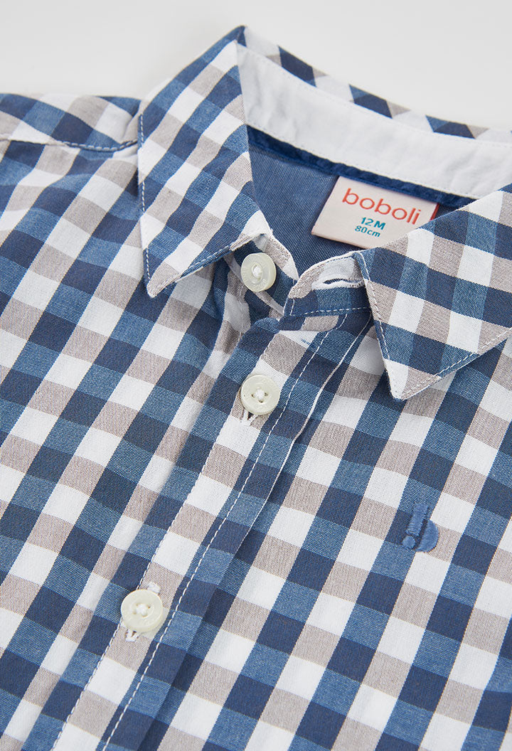 BOBOLI Boys Checked Poplin Shirt -BCI Check Print