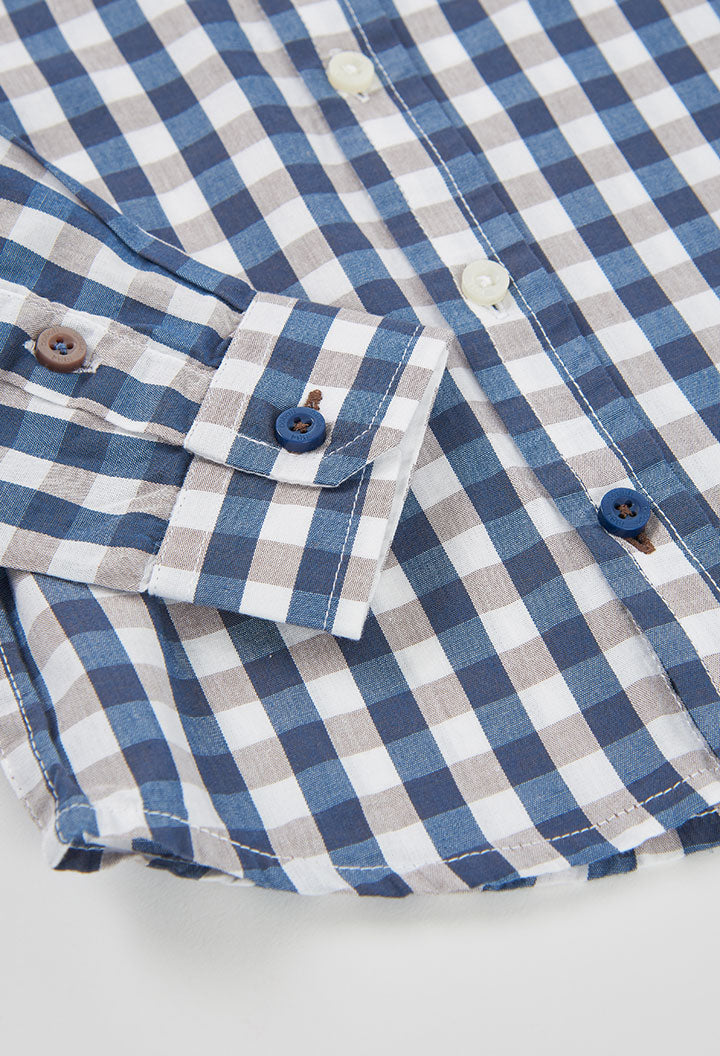 BOBOLI Boys Checked Poplin Shirt -BCI Check Print