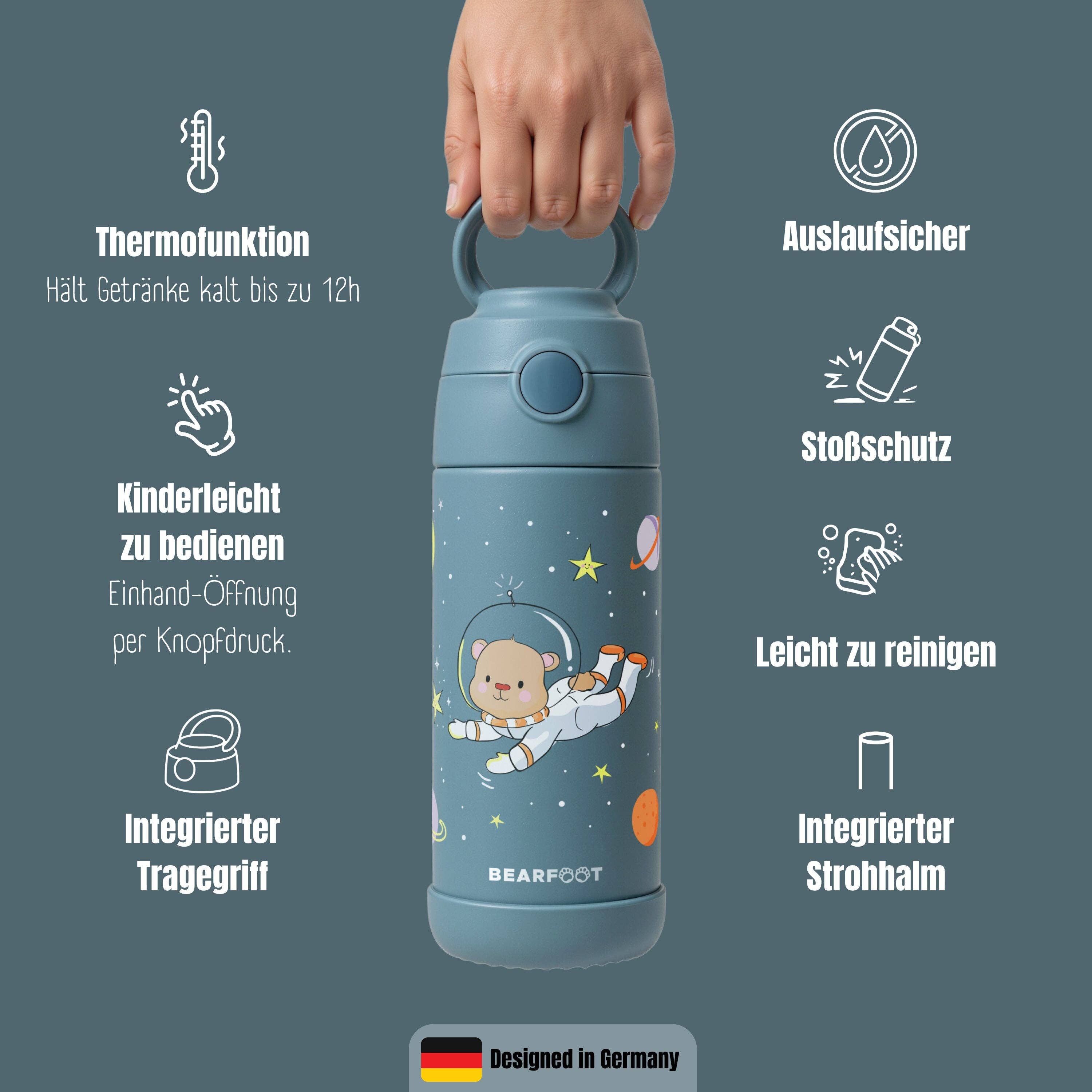 BEARFOOT Thermo Water Bottle Mermaid 350 ml Kids | Beetles & Bugs